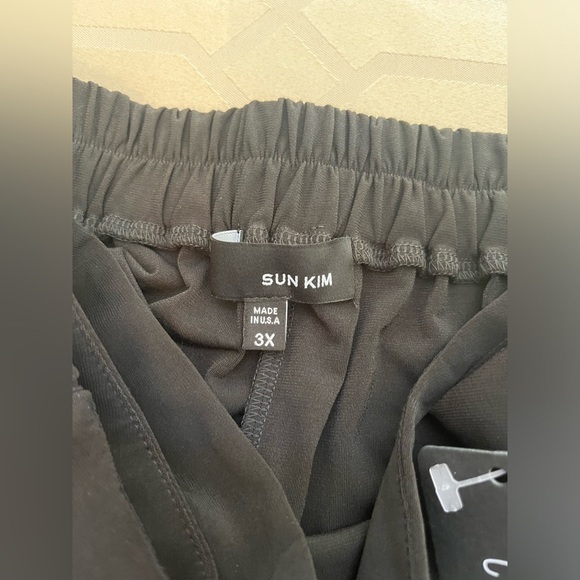 NWT Comfy USA Sun Kim Black Pants Slit Plus Size 3X - Picture 5 of 9